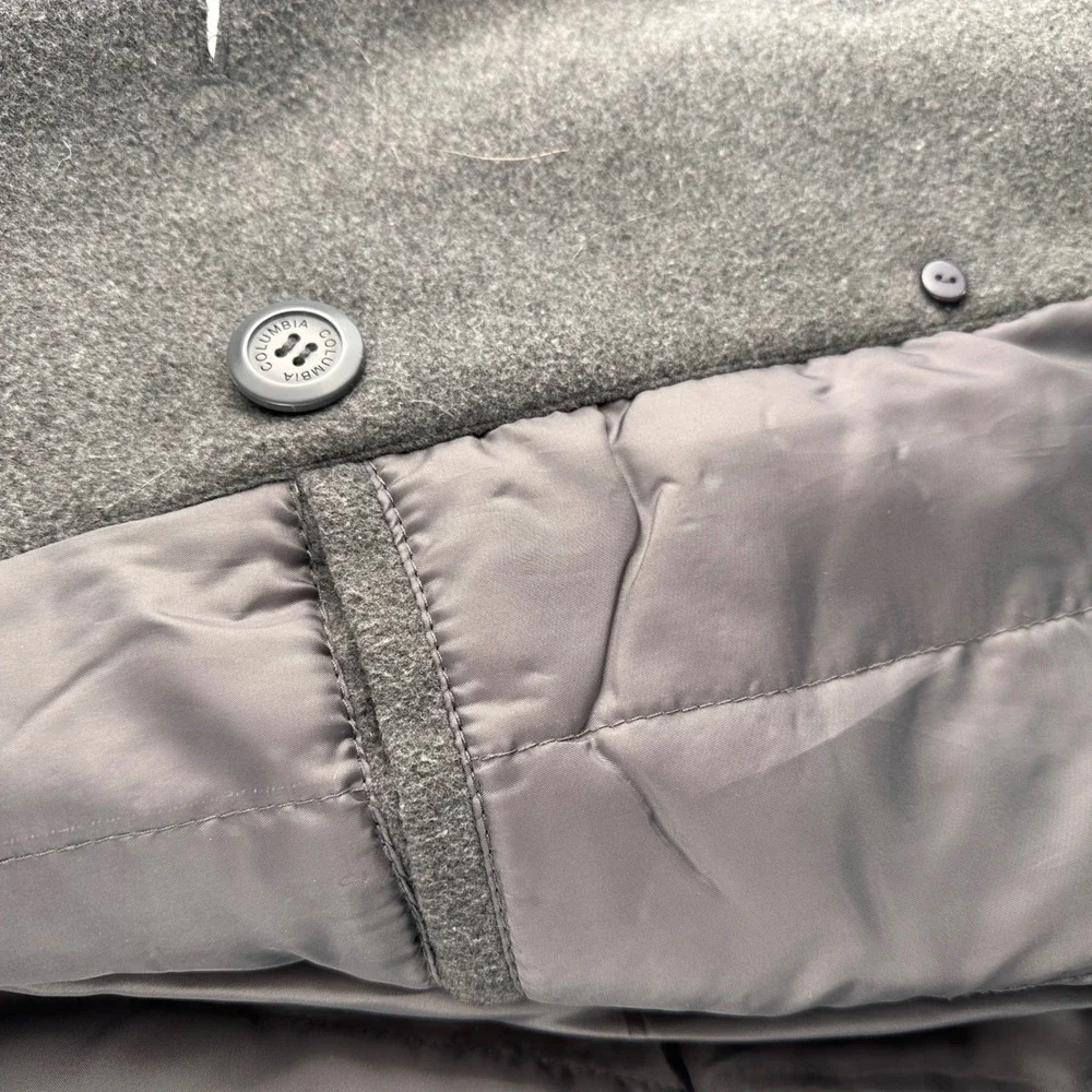 Columbia Double Breasted Peacoat‎ Jacket Mens Medium L Gray Fleece Heavyweight